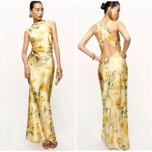 NEW NWT Reformation Anaiis Silk Dress in Honeyglow Silk Blend Evening Gown 8